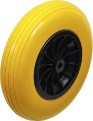 Skottkärrshjul | PU, gult/svart | 400 mm 