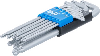 Stiftsleutelset | T-profiel (voor Torx) met kogelkop | T10 - T50 | 9-dlg. 
