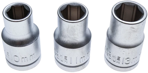 Conjunto de encaixes para chaves de caixa | Entrada 12,5 mm (1/2") | 10 - 11 - 13 mm | 3 peças 