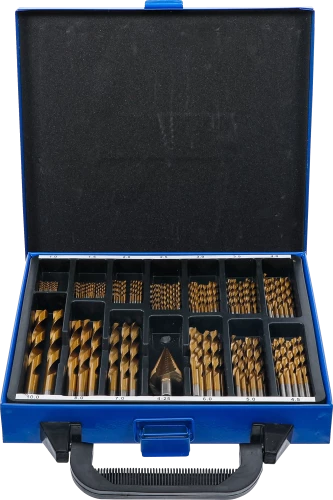 Fúró készlet lépcsős fúróval | HSS | titánnal ötvözött nitrátozott | 1 - 10 mm | 119 darabos