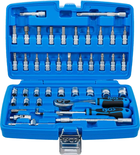 Dugókulcskészlet | 6,3 mm (1/4") | coll méretek | 46 darabos