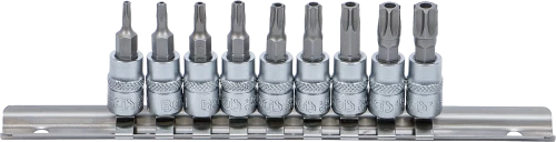 Behajtófej-készlet | 6,3 mm (1/4") | T-profil (Torx) T10 furattal - T50 | 9 darabos