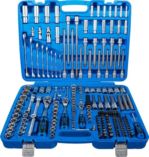 Dugókulcskészlet, hatszögletű | 6,3 mm (1/4") / 10 mm (3/8") / 12,5 mm (1/2") | 214 darabos