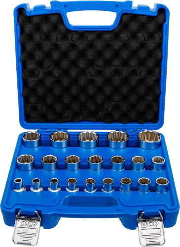 Dugókulcskészlet, tizenkétszögletű | 12,5 mm (1/2") | 8 - 36 mm | 21 darabos