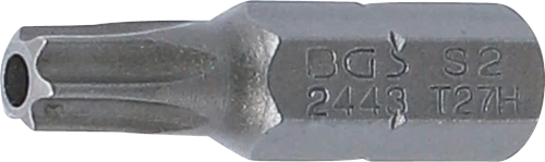 Behajtófej | Hossz 25 mm | Külső hatszögletű 6,3 mm (1/4") | T-profil (Torx) T27 furattal