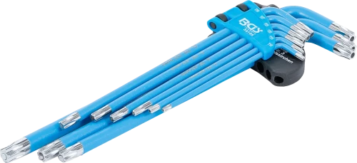 Derékszögű kulcs készlet | T-profil (Torx) / T-profil (Torx) T10 furattal - T50 | 9 darabos
