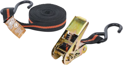 Racsnis rakományrögzítő | 2 nehéz horoggal | 5 m x 24 mm
