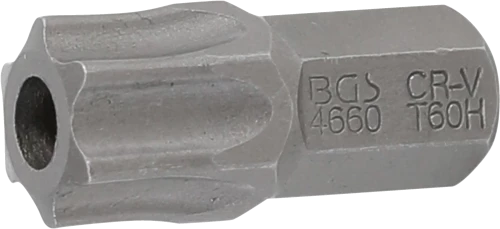 Behajtófej | Hossz 30 mm | Külső hatszögletű 10 mm (3/8") | T-profil (Torx) T60 furattal