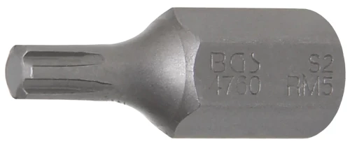 Behajtófej | Hossz 30 mm | Külső hatszögletű 10 mm (3/8") | Ékprofil (RIBE) M5