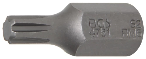 Behajtófej | Hossz 30 mm | Külső hatszögletű 10 mm (3/8") | Ékprofil (RIBE) M6