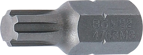 Behajtófej | Hossz 30 mm | Külső hatszögletű 10 mm (3/8") | Ékprofil (RIBE) M8