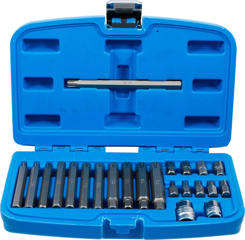 Behajtófej készlet | Külső hatszögletű 10 mm (3/8") | Ékprofil (Ribe) | 22 darabos