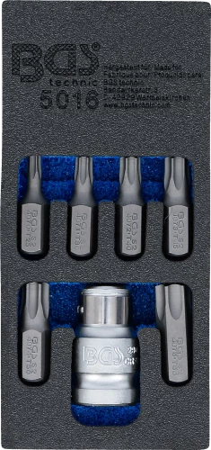 Csavarhúzó-behajtófej készlet | Külső hatszögletű 10 mm (3/8") | T-profil (Torx) | 7 darabos