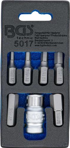 Csavarhúzó-behajtófej készlet | Külső hatszögletű 10 mm (3/8") | Belső hatszögletű | 7 darabos
