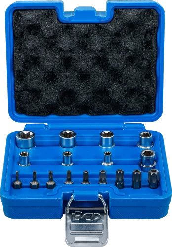 Behajtófej- és dugókulcskészlet | E-profil / T-profil (Torx) | 17 darabos
