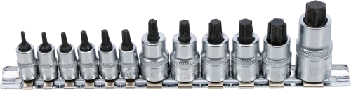 Behajtófej-készlet | extra rövid | T-profil (Torx) T8 - T60 | 12 darabos