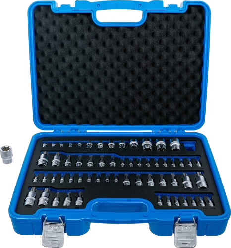 Behajtófej- és dugókulcs-készlet | E-profil / T-profil (Torx) / T-profil (Torx) furattal / TP-profil (Torx plus) | 60 darabos