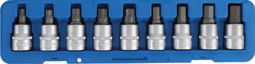 Behajtófej-készlet | 20 mm (3/4") | Belső hatszögletű, T-profil (Torx) | 9 darabos