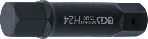 Behajtófej | Hossz 100 mm | Külső hatszögletű 22 mm | Belső hatszögletű 24 mm
