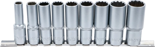 Dugókulcskészlet, tizenkétszögletű, mély | 12,5 mm (1/2") | 10 - 24 mm | 9 darabos