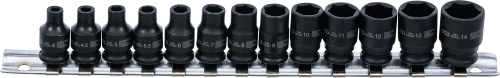 Levegős dugókulcskészlet hatszögletű | 6,3 mm (1/4") | 4 - 14 mm | 13 darabos