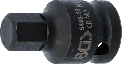 Levegős dugókulcs | Hossz 42 mm | 12,5 mm (1/2") | Belső hatszögletű 13 mm