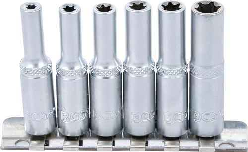 Dugókulcskészlet, E-profil, mély | 6,3 mm (1/4") | E4 - E10 | 6 darabos