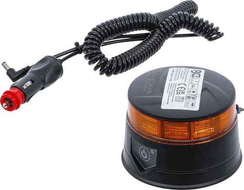 Akkus forgó jelzőfény| sárga | mágnessel | 12 V / 24 V | Ø 130 mm