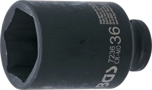 Levegős dugókulcs hatszögletű, mély | 12,5 mm (1/2") | 36 mm