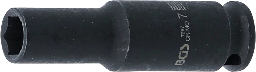 Levegős dugókulcs hatszögletű, mély | 6,3 mm (1/4") | 7 mm