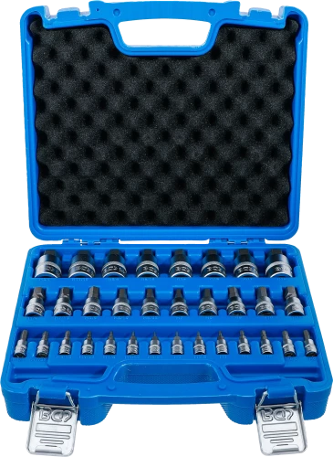 Behajtófej-készlet | 6,3 mm (1/4") / 10 mm (3/8") / 12,5 mm (1/2") | Belső hatszögletű 2 - 19 mm / 1/4 - 9/16" | Metrikus és coll méretek | 32 darabos
