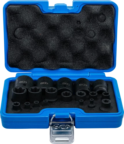 Levegős dugókulcskészlet | E-profil Plus | 6,3 mm (1/4") / 10 mm (3/8") / 12,5 mm (1/2") | EP4 - E32 | 19 darabos