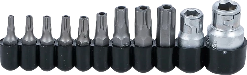 Behajtófej készlet | Külső hatszögletű 6,3 mm (1/4") / 10 mm (3/8") | T-profil (Torx) furattal | 11 darabos