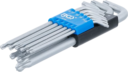 Derékszögű kulcs készlet | T-profil (Torx) gömbfejes | T10 - T50 | 9 darabos