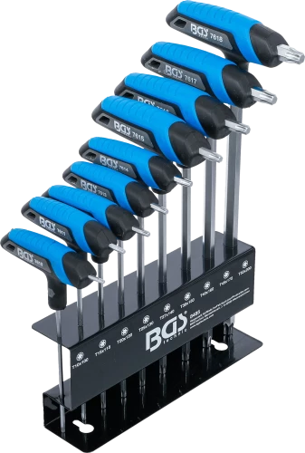 T-fogantyús kulcskészlet | T-profil (Torx) T10 - T50 | 9 darabos