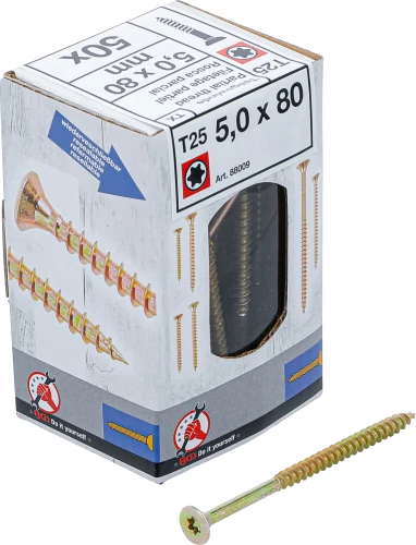 Univerzális csavarok | T-profil (Torx) T25 | 5,0 x 80 mm | 50 db
