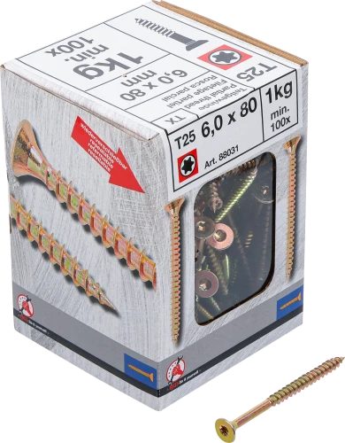 Univerzális csavarok | T-profil (Torx) T25 | 6,0 x 80 mm  | 1 kg / 100 db