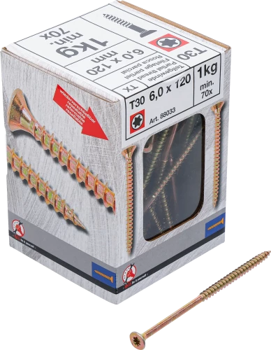 Univerzális csavarok | T-profil (Torx) T30 | 6,0 x 120 mm  | 1 kg / 70 db