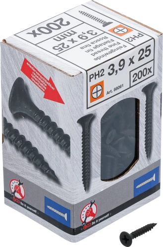 Gipszkarton csavar | PH2 | Finommenet | 3,9 x 25 mm | 200 darab