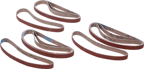 Csiszolószalag-készlet | a BGS 8853-hez | 10 mm x 330 mm | K 60 - 80 - 120 | 12 darabos
