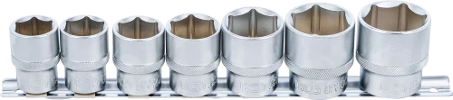 Conjunto de encaixes para chave de caixa, sextavados | Entrada de quadrado interno de 12,5 mm (1/2") | 20 - 32 mm | 7 peças 
