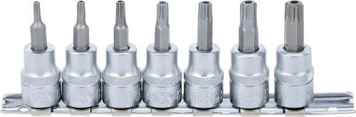 Behajtófej-készlet | 10 mm (3/8") | T-profil (Torx) T15 furattal - T50 | 7 darabos