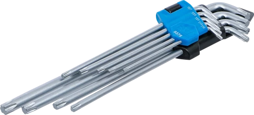 Derékszögű kulcs készlet | extra hosszú + extra rövid | T-profil (Torx) T10 - T50 | 9 darabos