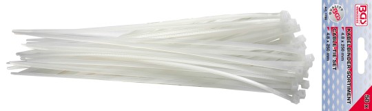 Set coliere pentru cablu | alb | 4,8 x 250 mm | 50 piese 