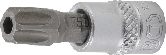 Punta de vaso | entrada 6,3 mm (1/4") | perfil en T (para Torx) con perforación T50 