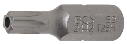 Bit | lengte 25 mm | 6,3 mm (1/4") buitenzeskant | T-profiel (voor Torx) met boring T25 