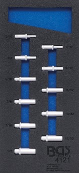 Modulo per carrelli portautensili 1/3: serie di bussole esagonali | dimensioni in pollici | profonde | 11 pz. 