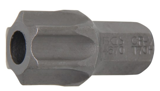 Ponta | Comprimento 30 mm | Entrada de sextavado externo 10 mm (3/8") | Perfil T (para Torx) com perfuração T70 