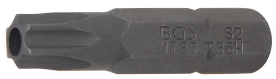 Kärki | pituus 25 mm | kuusiokanta 6,3 mm (1/4") | T-profiili (Torx) reiällinen T35 