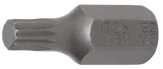 Ponta | Comprimento 30 mm | Entrada de sextavado externo 10 mm (3/8") | Dente interno polivalente (para XZN) M6 